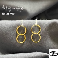 Anting-anting bulat emas 916/earrings 916 gold/西洋耳圈