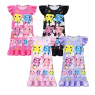 82606 Girls Steal a Brainrot 67 Printed Pleat Casual Dress