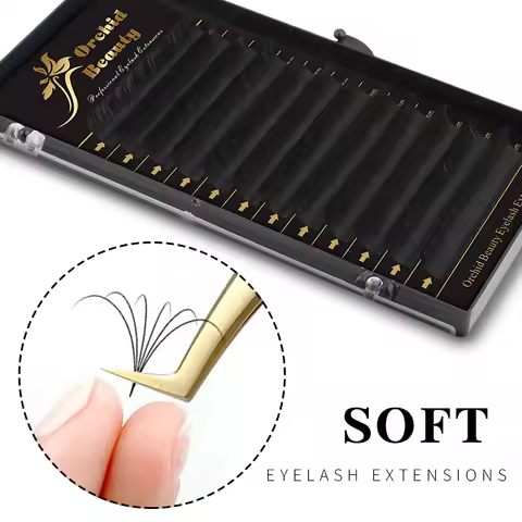 Orchid Beauty Dark Black Color False Eyelash Extensions Premium Mink Lashes Mega Volume Eyelashes