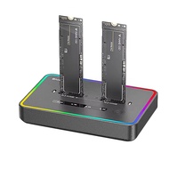 Dual-Bay M.2 NVME SSD Docking Station RGB USB C Type C OFFline Cloner Duplicator NVme PCIE Enclosure