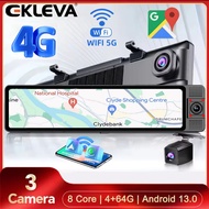 EKLEVA 12" Android 13 Car DVR 4G 8 Core 4GB+64GB 1080P ADAS WiFi Dash Cam FM BT DashCam Rearview Mir