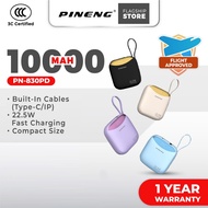 [3C Certified] Pineng PN-830PD 10000mAh 22.5W Fast Charge PowerBank w/ Built-in Cable PN830 Pineng P