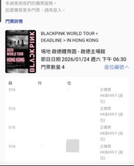 blackpink 啟德演唱會門票 2張
