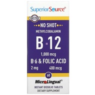 Superior Source, Methylcobalamin B-12, B-6 & Folic Acid, 1,000 mcg, 60 MicroLingual Instant Dissolve