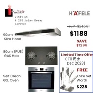 HAFELE PROMO BUNDLE DUE 10 MULTIFUNCTION OVEN + SLIM HOOD + (PUB) GAS HOB WITH FREE GIFT HAFELE KNIFE SET