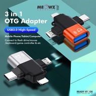 3 in 1 USB3.0 OTG Adapter Type-C / Micro / iP L 8-pin to Connect to Controller Flash Drive Computer
