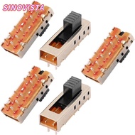 SINOVISTA 5pcs Toggle Switch, 5mm Toggle 4 Position Micro Slide Switch, Vertical 10P 2P4T SS-24E01 M