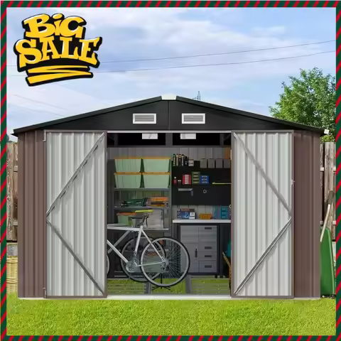 flash sale hot-salling9.4x7.3x6.5 FT Outdoor Storage Shed, Garbage Can, Outdoor Metal Shed for Tool,