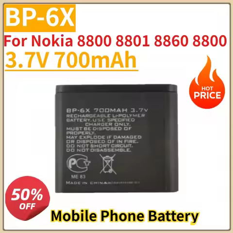 High Quality New 3.7V 700mAh BP-6X Mobile Phone Battery For Nokia 8800 8801 8860 8800 Replacement Ba