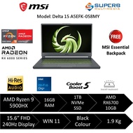 MSI Bravo Delta 15 A5EFK-058MY Gaming Laptop (AMD Ryzen 9 5900HX, 16gb ram, 1tb ssd, RX6700M 10GB, 15.6" FHD 240Hz, Win11)