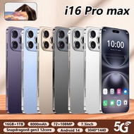 I16 Pro Max 8000mAh 5G Smartphone 16GB+1TB 7.3inch Cellphone HD Camera Video Recorder Android Phone