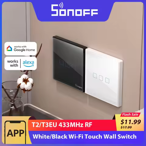 SONOFF T2/T3EU 433Mhz RF WiFi Touch Wall Switch Smart Scene Control via eWeLink Remote Voice Control