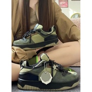 Wow Fun Mustard Cricket!!Army Green Chain Platform Shoes!Look at it