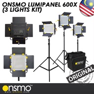 Onsmo Lumipanel 600X (3 Lights Kit) Video LED 3200K to 5600K Dual Color for Film Maker Live Streamin