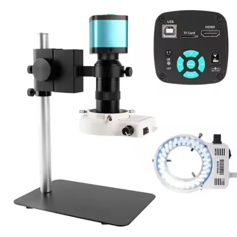 YIZHAN 05-SS 4K 48MP HD.MI USB Digital Video Microscope Camera 1X-130X Zoom C-Mount Lens bracket Wit
