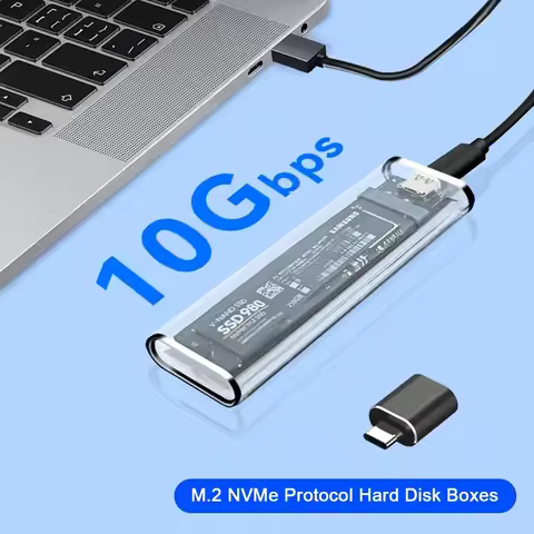 M.2 SSD Case NVME Hard Disk Box Type C USB 3.1 Transparent External SSD Case For 2230 2242 2260 2280