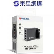 4端口 30W PD &amp; QC 3.0 USB 充電器 (黑色/66892)