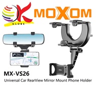 MOXOM MX-VS26 UNIVERSAL CAR REARVIEW MIRROR MOUNT PHONE HOLDER STAND WITH 180 ROTATION ANTI SLIP COATING - BLACK