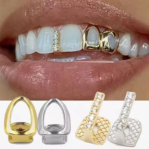 3pairs/3pcs Teeth Grillz Diamond Hip Hop Silver Gold Plated Grillz Tooth Jewelry kit Crystal Decorat