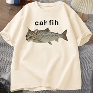 2026NEWCah Fih T-Shirt Fih Funny Mispelled Fish Meme T Shirt Cat and Fish Graphic Humor Tshirt Casua