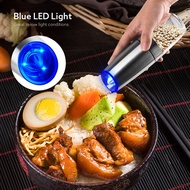 ShiMiTuMiMao ขวดเครื่องทำกาแฟและเครื่องบดผงปรุงรสพริกไทยดำเครื่องบดกาแฟด้วยแรงโน้มถ่วงของแสงเหล็กสแตนเลสสีฟ้า