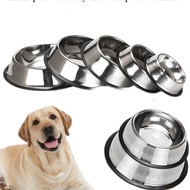 1pc/2pcs Pet Stainless Steel Feeding Bowl, Anti-Spill Thickened Non-Slip Silver Stainless Steel Dog