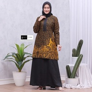 gamis batik kombinasi polos syari wanita modern terbaru s m l xl - new kunyit m