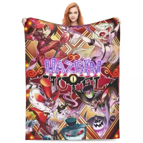 VOX H-Hazbin Hotel Alastor Game Warm Blankets Camping Plush Throw Blanket Novelty Home Decor Flannel