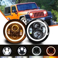 7" Round LED Headlight Lamp 12V 24V Turn Signal Light DRL Beam Mitsubishi Pajero L049 Land Cruiser B