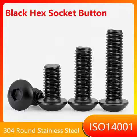 ISO14001 M2 M2.5 M3 M4 M5 M6 M8 304 Round Stainless Steel or Black Hex Socket Button Head Allen Bolt