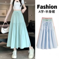 [Taiwan Ready Stock] Korean Version Simple Style Plain Skirt Girls Skirt Slimmer Look Over-the-Knee 