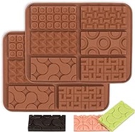 ZTHapwa Chocolate Bar Molds Silicone with 6 Shapes, Break Apart Square Deep Silicone Mold for Chocolate Energy Bars/Candy/Wax Melts/Candle/Resin, 2 Pcs Waffle