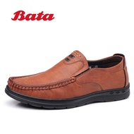 คุณภาพสูง Bata รองเท้าหนังผู้ชายหนังแท้เย็บติดรองเท้าหนังรองเท้าหนังนุ่มลำลองและรองเท้าหนังของผู้ชายสำหรับผู้ชาย