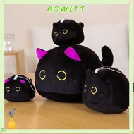 GSWLTT Black Cat Plush Doll, Cuddly Round Ball Cuddly Pillow Cushion, Cartoon 4 Size Stuffed Animal 