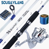 Sougayilang Portable Fishing Rod Reel Set 2 Section Lure Rod with 6BB 5.2:1 High Speed Combo Set (1.