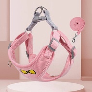 DY Loving New Pet Harness Dutch Fleece Soft Morandi Color Dog Cute Harness with Embroidery Bow