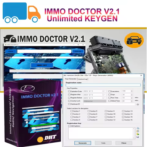 IMMO DOCTOR V2.1 With Unlimited KEYGEN MULTI BRAND Immo Off Software ECU Chip Tuning for sim2k MT38 