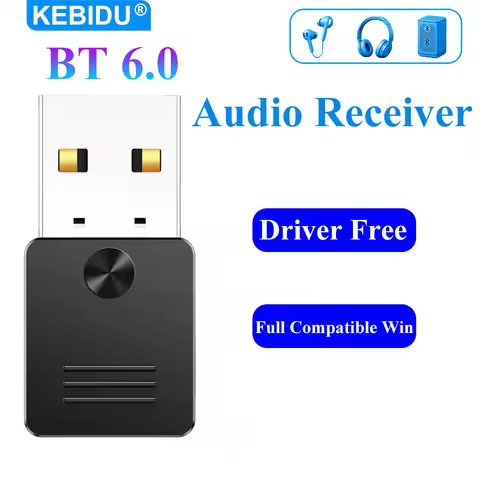 KEBIDU Bluetooth 6.0 USB Dongle Wireless Audio Receiver Free Driver Bluetooth Music Adapter For Blue
