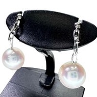 二手 Akoya 珍珠 8.0mm 耳環，18K 白金，2.0g。