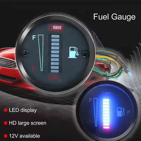 Fuel Gauge Fuel Indicator Meter Fuel Meter LED Fuel Meter Gauge Indicator 52mm Dia 12V Adjustable Re