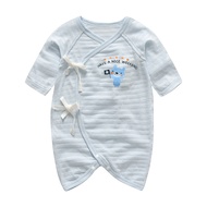 JoyNa - 2件入-竹節棉新生兒連身衣 綁帶蝴蝶衣-藍底熊熊+隨機一件 (均碼(60cm))