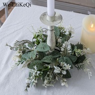 [WeiLaiKeQi] Greenery Candle Wreath Pillar Candle Rings Wreath Pillar Candle Holder Candle Garland R