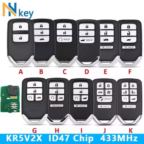 NHKEY For Honda City/Civic/CR-V/HR-V/Jazz/Odyssey/Vezel Remote Key-ID47 433MHz Chip (2-7 buttons, PC