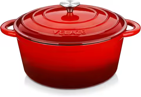 7.5 QT Enameled Cast Iron Dutch Oven Pot with Lid, Non-Stick Coated for Baking Bread, Cooking, Stewi