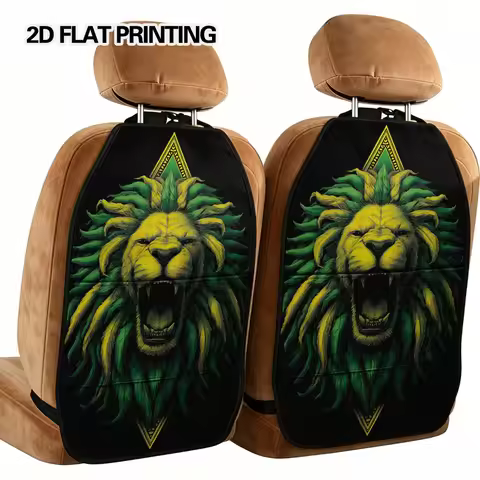 2D Flat Printing, Printed Foldable Storage, 2pcs Lion Head Emblem Car Back Seat Organizer Design, Or