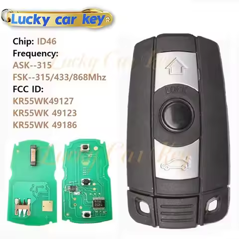 Lucky For BMW1/3/5/7 Series X1 X3 X5 X6 Z4 E90 E91 E92 E60 Remote Car Key CAS3 Systems KR55WK49127 3