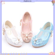 Girls Sequin High Heels Shoes Children's Butterfly Knot Princess Shoes Students Dance Shoes