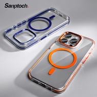 Sanptoch For Magsafe Crystal Clear Phone Case For iPhone 15 / 14 / 13 Pro Max Transparent Shockproof