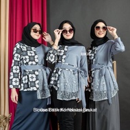 Batik Wanita Kekinian Blouse Batik Brokat Batik Kombinasi