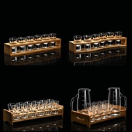 KY&amp; Liquor Glass Set Fair Mug Wineglass Cup Holder Liquor Divider Glass Wine Glass Jug Combination Bamboo Rack LKQB